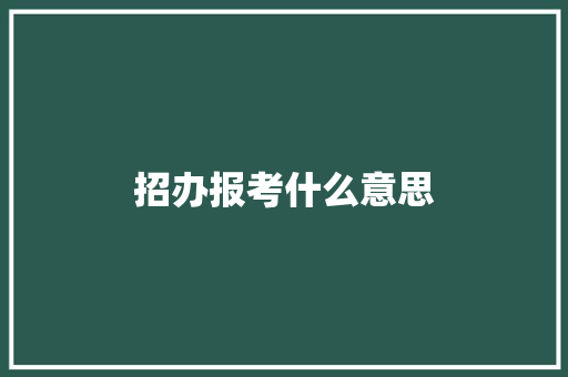 招办报考什么意思