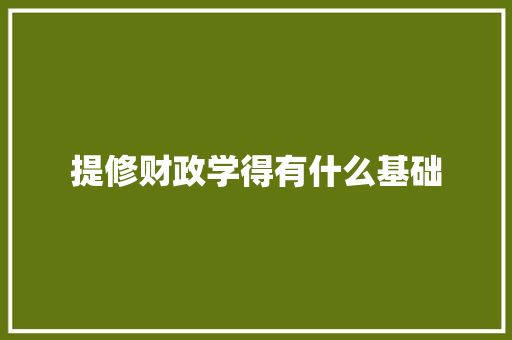 提修财政学得有什么基础