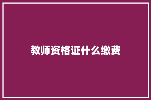教师资格证什么缴费