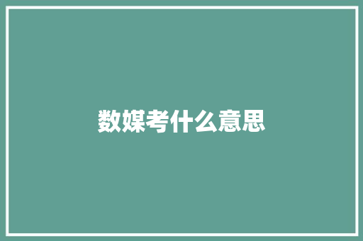 数媒考什么意思