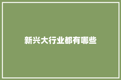 新兴大行业都有哪些