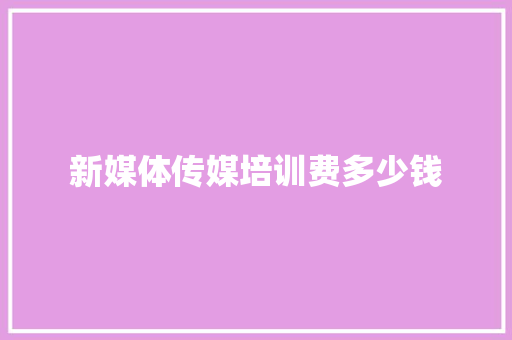 新媒体传媒培训费多少钱