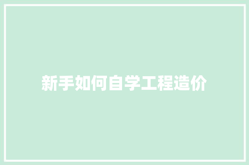 新手如何自学工程造价 范文精选网