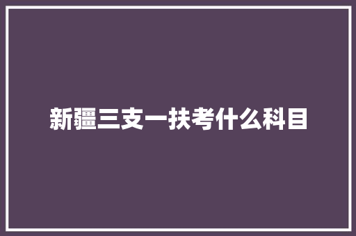 新疆三支一扶考什么科目