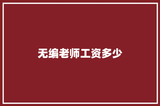 无编老师工资多少