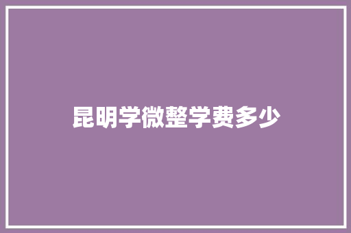 昆明学微整学费多少