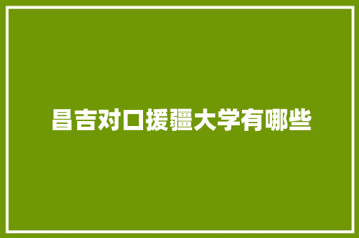 昌吉对口援疆大学有哪些