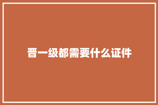 晋一级都需要什么证件
