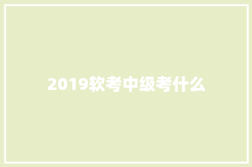 2019软考中级考什么