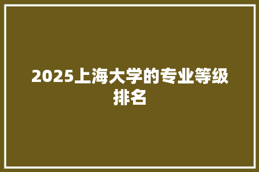 2025上海大学的专业等级排名