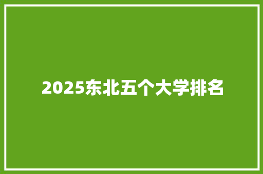 2025东北五个大学排名