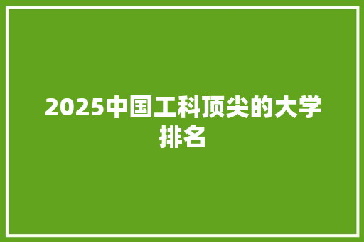 2025中国工科顶尖的大学排名