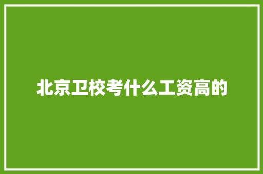 北京卫校考什么工资高的