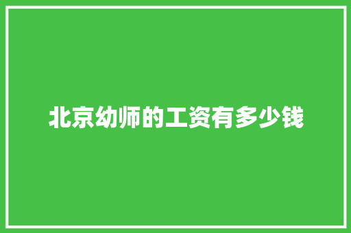 北京幼师的工资有多少钱