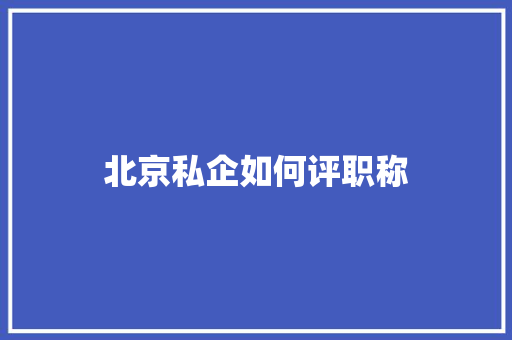 北京私企如何评职称