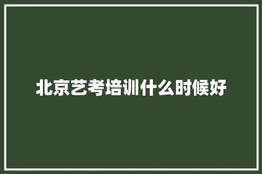 北京艺考培训什么时候好