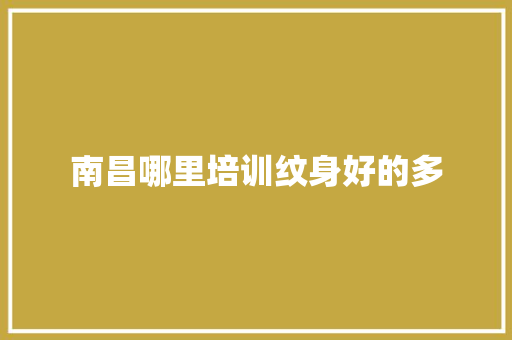 南昌哪里培训纹身好的多