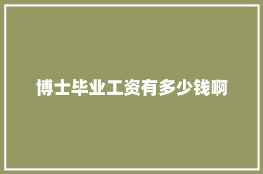 博士毕业工资有多少钱啊
