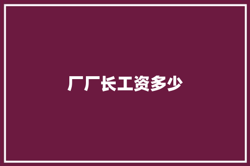 厂厂长工资多少