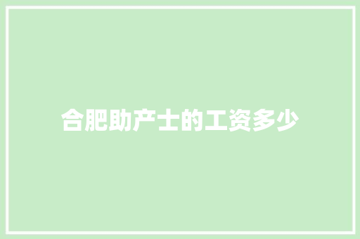 合肥助产士的工资多少