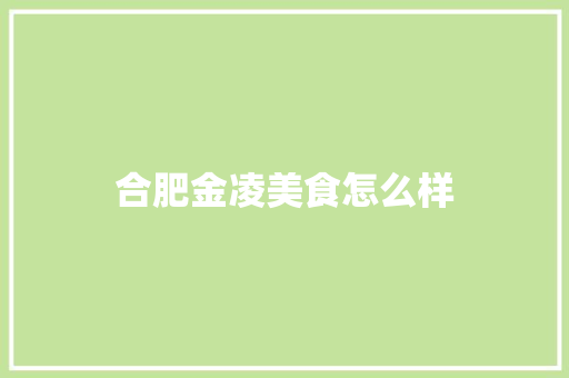 合肥金凌美食怎么样