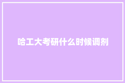 哈工大考研什么时候调剂