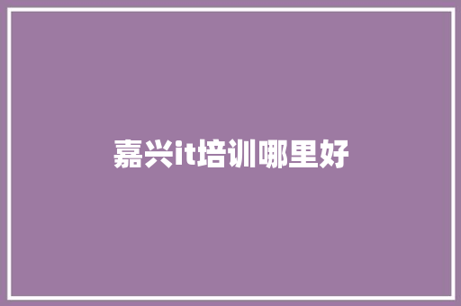 嘉兴it培训哪里好