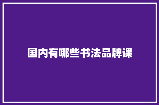 国内有哪些书法品牌课