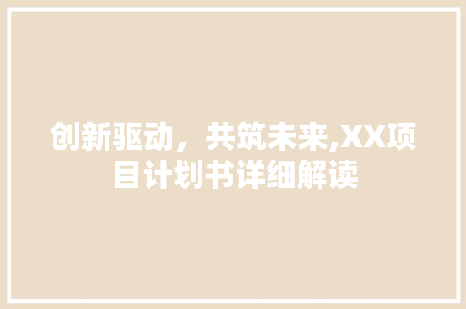 创新驱动，共筑未来,XX项目计划书详细解读