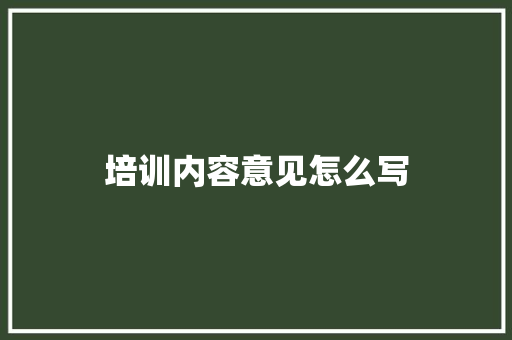 培训内容意见怎么写