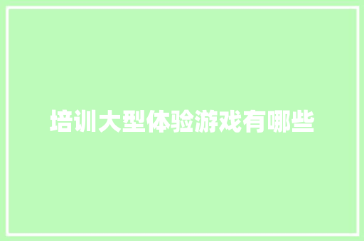 培训大型体验游戏有哪些