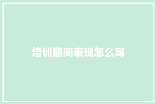 培训期间表现怎么写