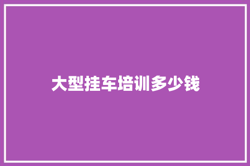 大型挂车培训多少钱