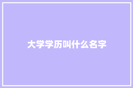 大学学历叫什么名字