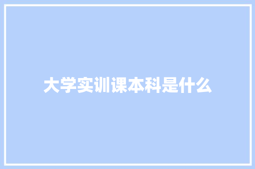 大学实训课本科是什么