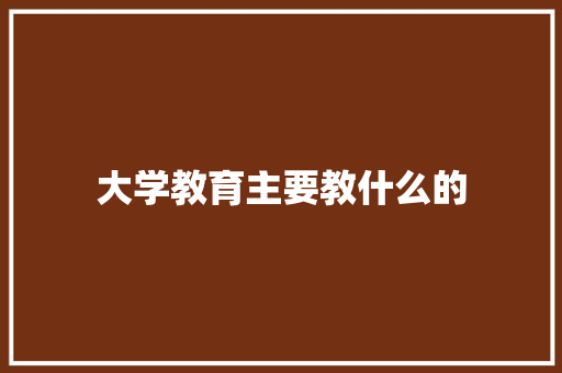 大学教育主要教什么的
