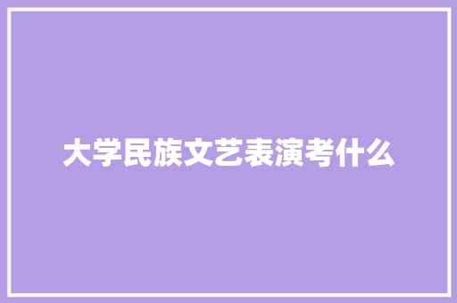 大学民族文艺表演考什么