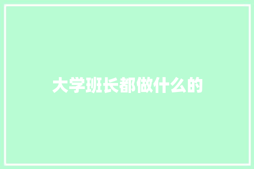 大学班长都做什么的