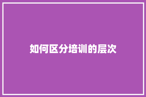 如何区分培训的层次