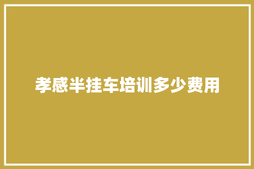 孝感半挂车培训多少费用