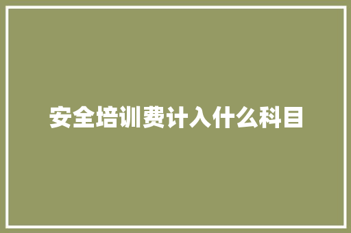 安全培训费计入什么科目