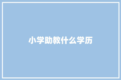 小学助教什么学历