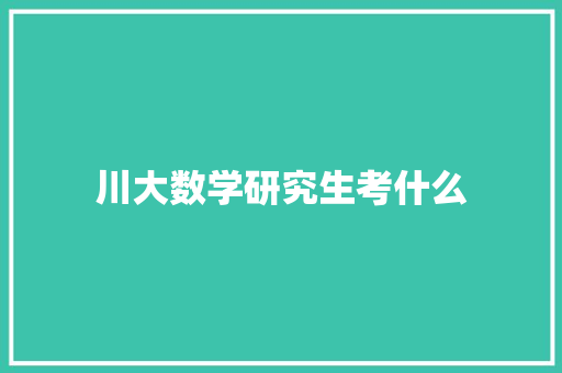川大数学研究生考什么