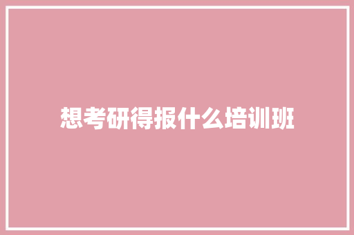 想考研得报什么培训班