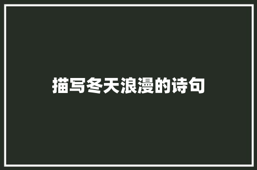 描写冬天浪漫的诗句