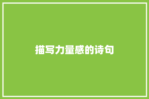 描写力量感的诗句