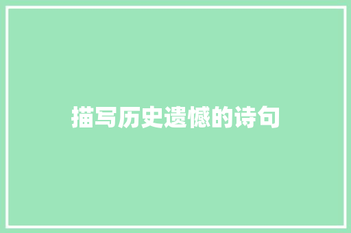 描写历史遗憾的诗句