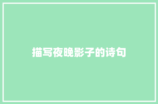 描写夜晚影子的诗句