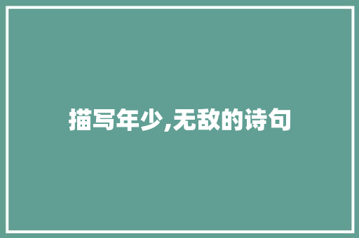 描写年少,无敌的诗句