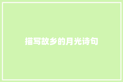 描写故乡的月光诗句